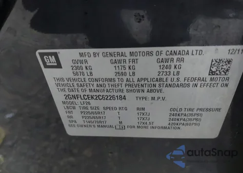 2012 Chevrolet Equinox Ls из США, поврежденный, VIN 2GNFLCEK2C6226184